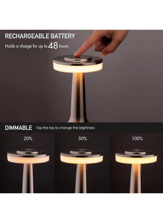 NIBEMINENT Portable LED Table Lamp with Touch Sensor, 3-Levels Brightness, Rechargeable Battery Up to 48 Hours Usage, Night Light for Kids Nursery, Nightstand Lamp, Bedside Lamp - Image 2